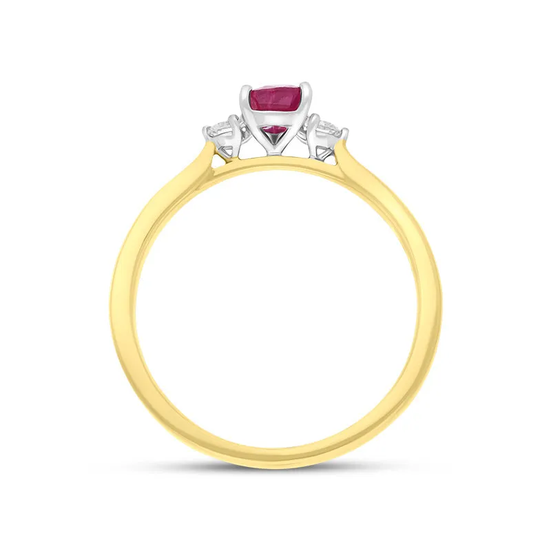 18ct Yellow Gold Ruby Diamond Pear Cut Three Stone Ring sold by C.W. Sellors product image thumbnail 3