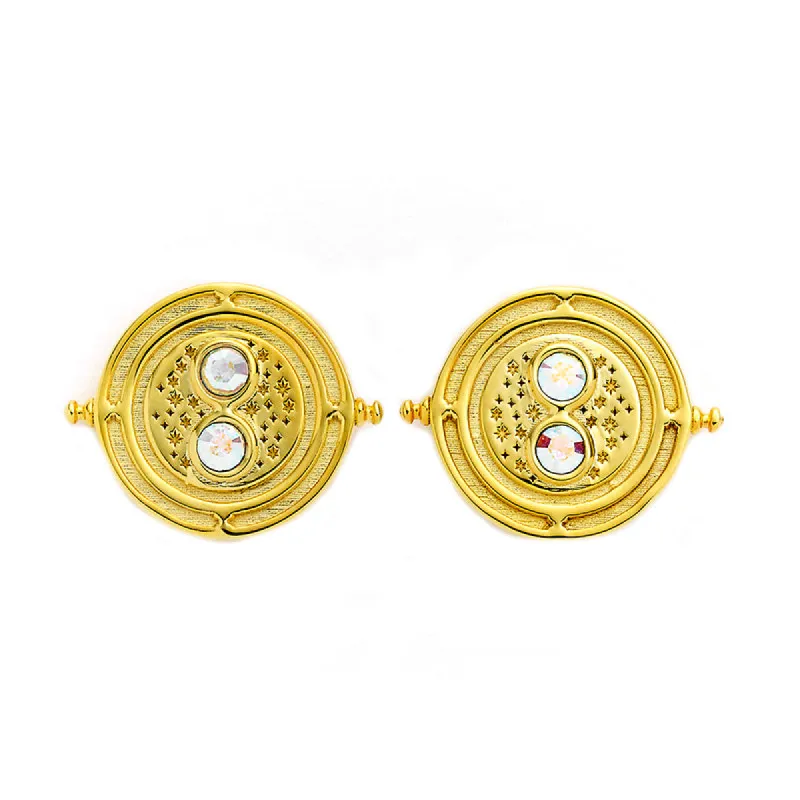 Official Harry Potter Sterling Silver Gold Plated Time Turner Stud Earrings made by C.W. Sellors