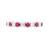 18ct White Gold Ruby Diamond Castle Claw Set Half Eternity Ring sold by C.W. Sellors