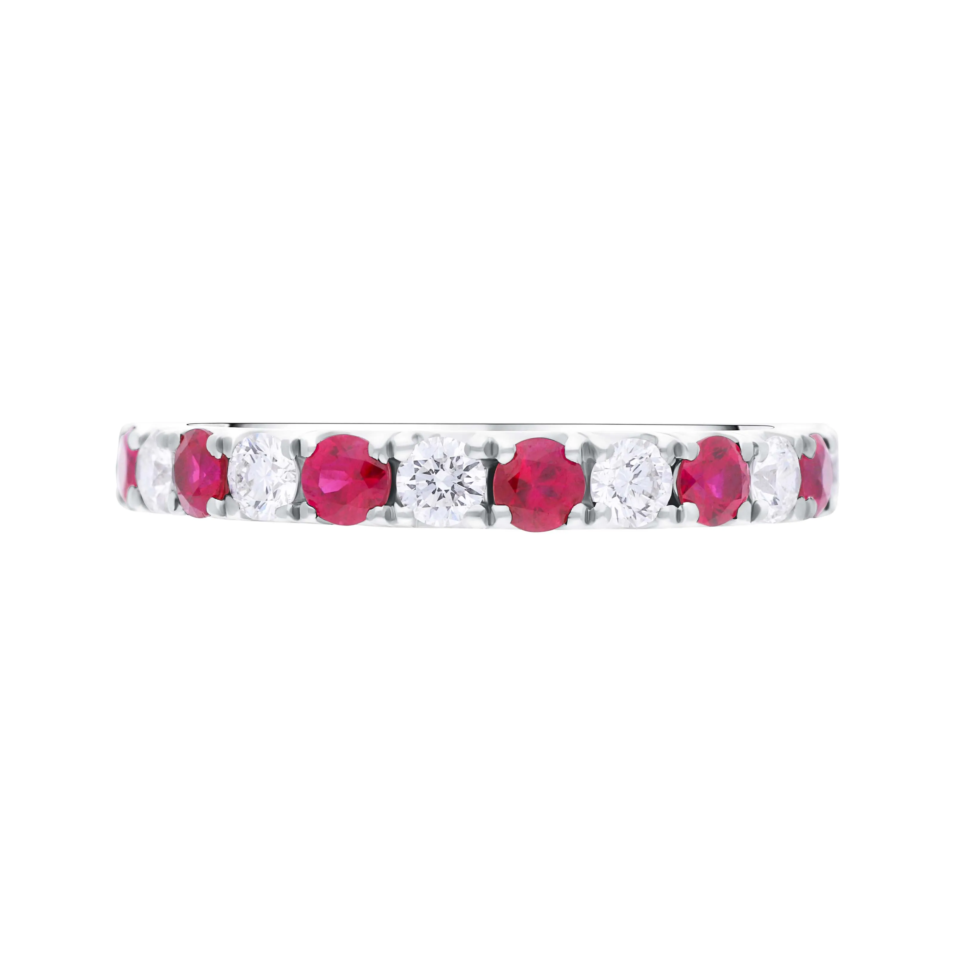 18ct White Gold Ruby Diamond Castle Claw Set Half Eternity Ring sold by C.W. Sellors product image thumbnail 2