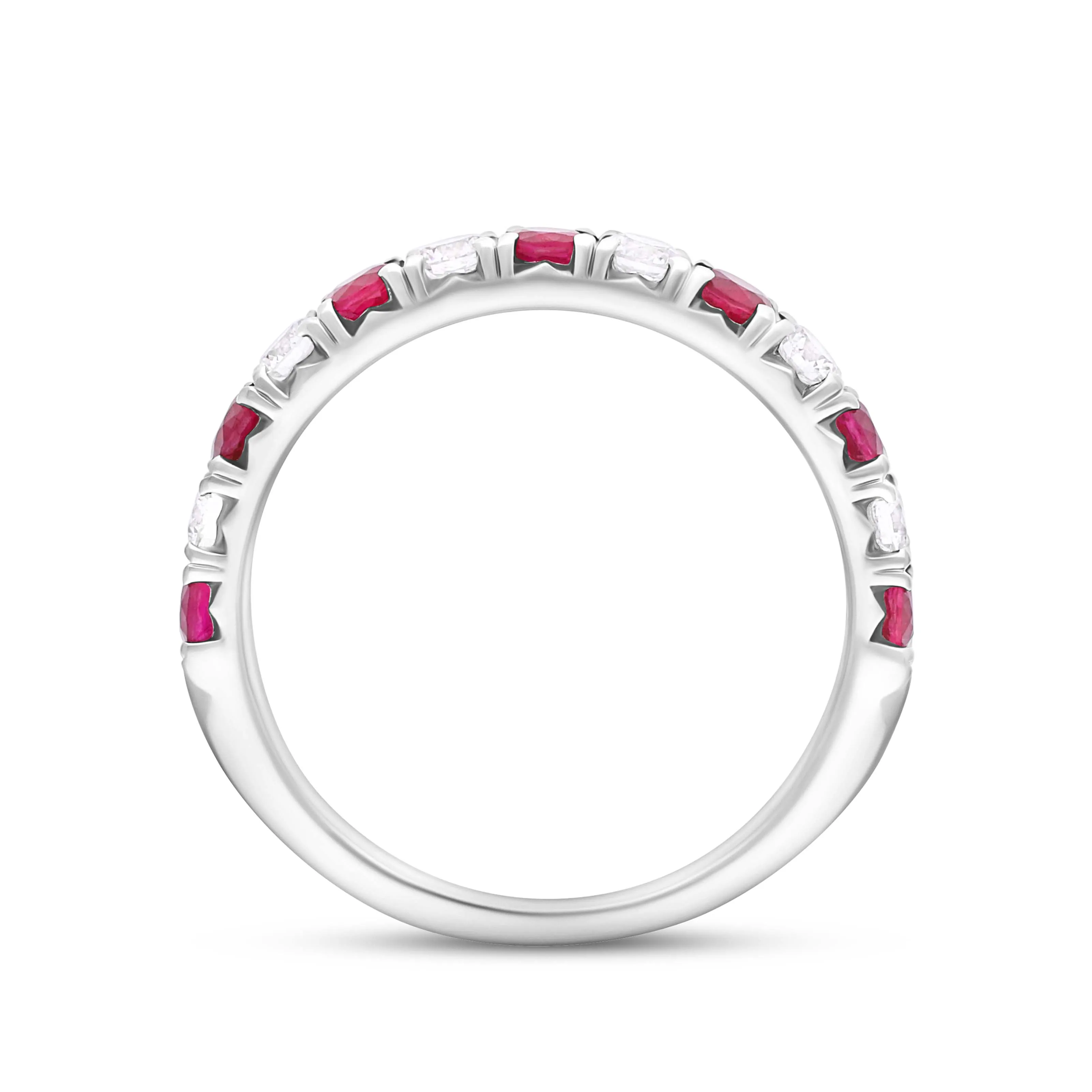 18ct White Gold Ruby Diamond Castle Claw Set Half Eternity Ring sold by C.W. Sellors product image thumbnail 3