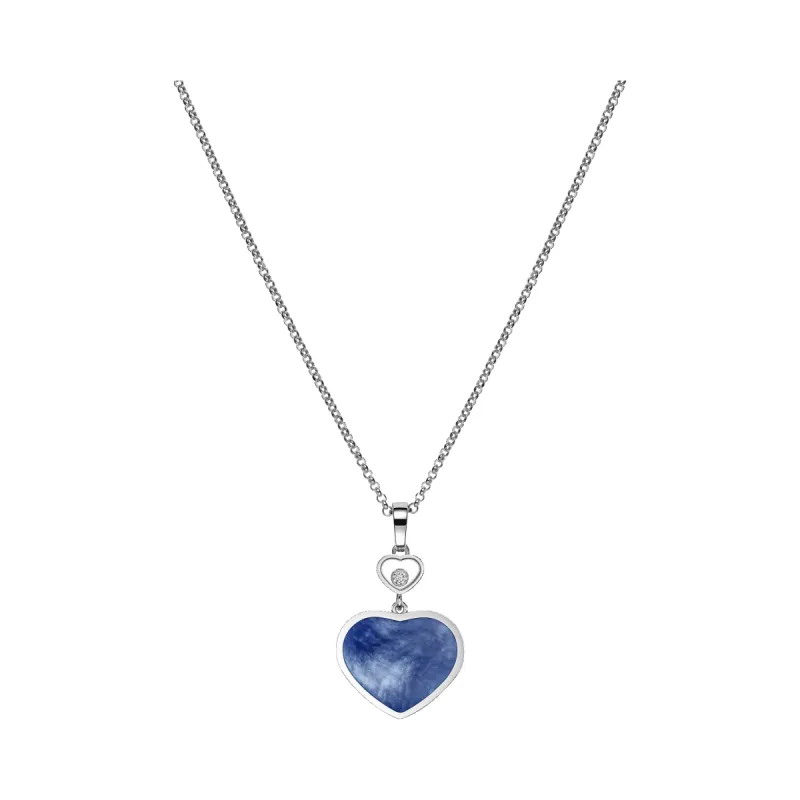 Chopard Happy Hearts 18ct White Gold Mother Of Pearl 0.05ct Diamond Necklace sold by C.W. Sellors