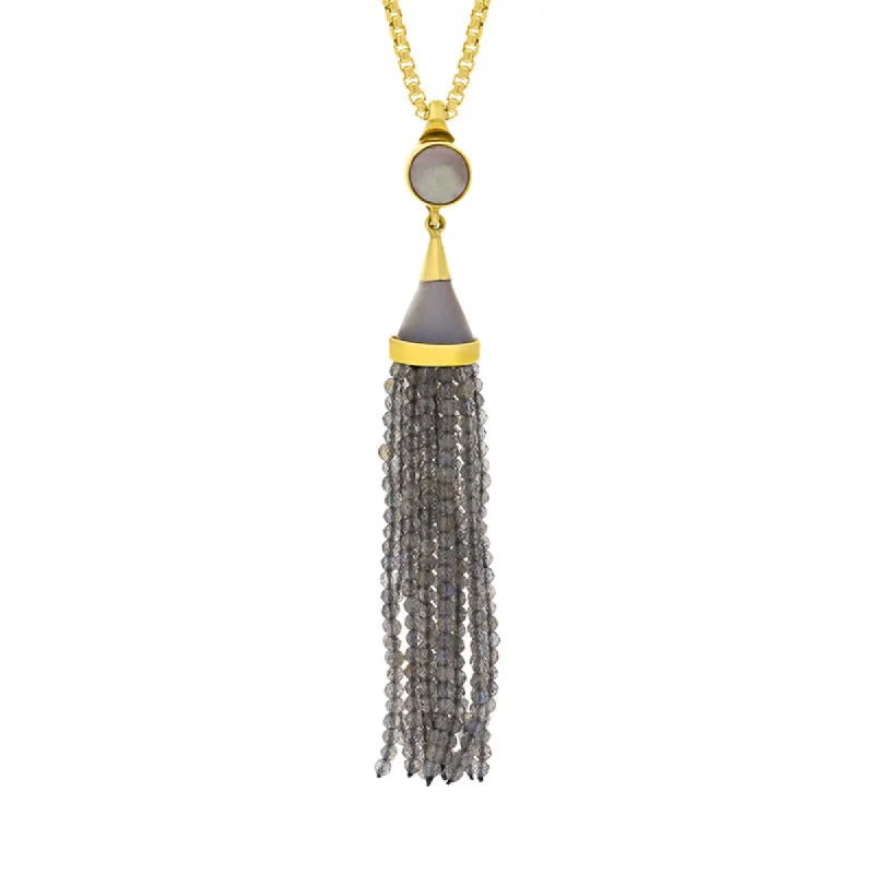 Gold Plated Sterling Silver Labradorite Cascade Tassel Necklace D sold by C.W. Sellors