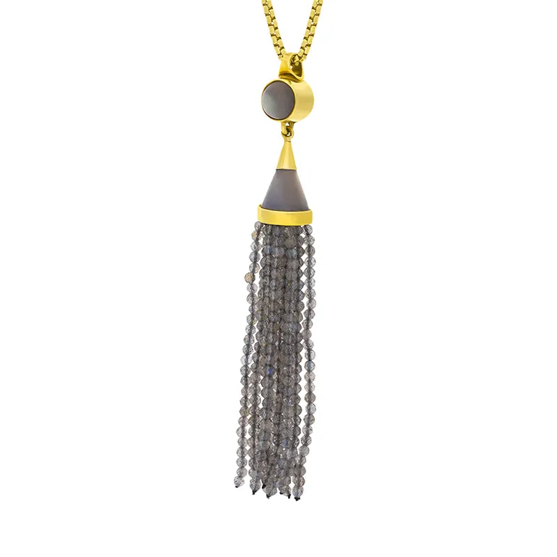 Gold Plated Sterling Silver Labradorite Cascade Tassel Necklace D sold by C.W. Sellors product image thumbnail 2