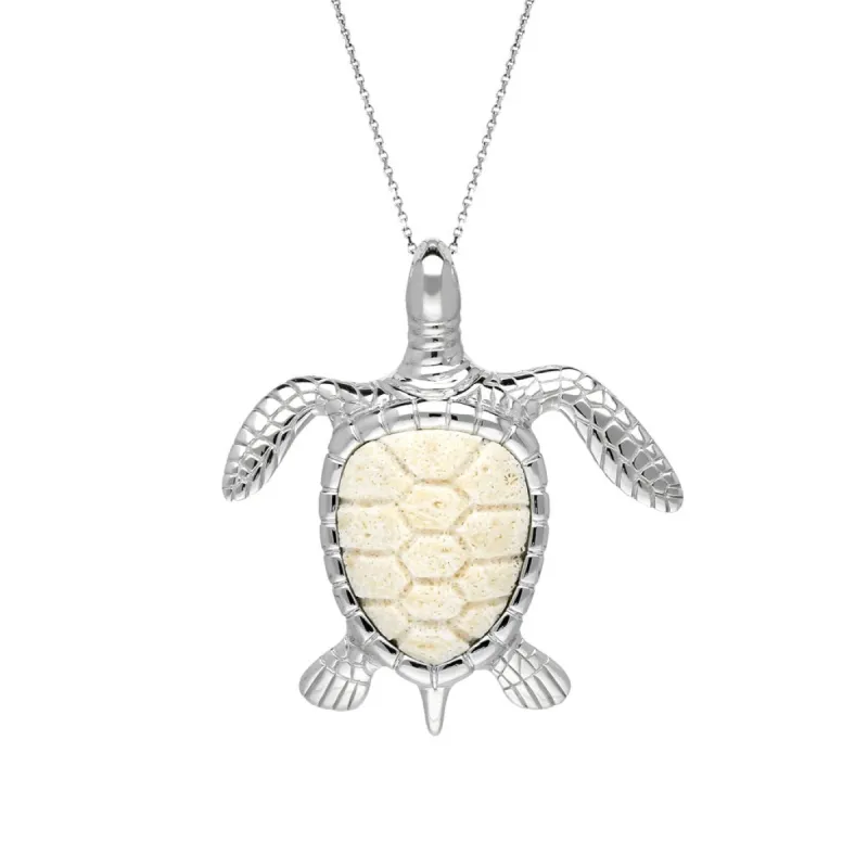 Sterling Silver Coquina Large Single Stone Turtle Necklace sold by C.W. Sellors