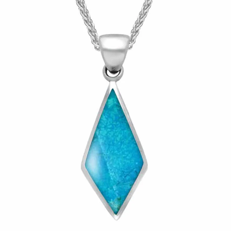 Sterling Silver Turquoise Diamond Shaped Necklace sold by C.W. Sellors
