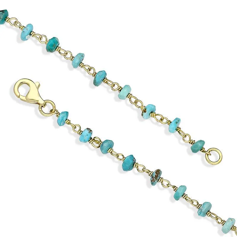 Yellow Gold Plated Sterling Silver Turquoise 4mm Bead Chain Link Necklace sold by C.W. Sellors product image thumbnail 3