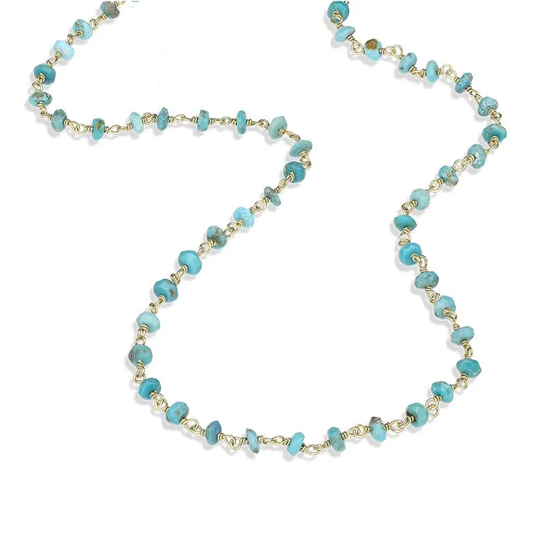 Yellow Gold Plated Sterling Silver Turquoise 4mm Bead Chain Link Necklace sold by C.W. Sellors product image thumbnail 2