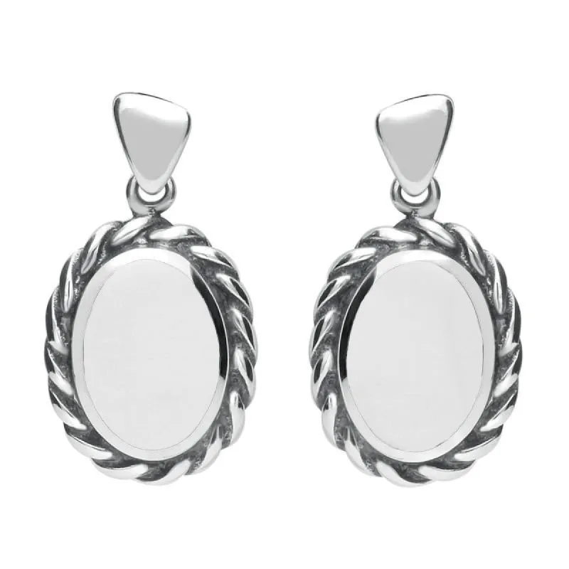Sterling Silver Bauxite Oval Rope Edge Triangle Bail Drop Earrings sold by C.W. Sellors