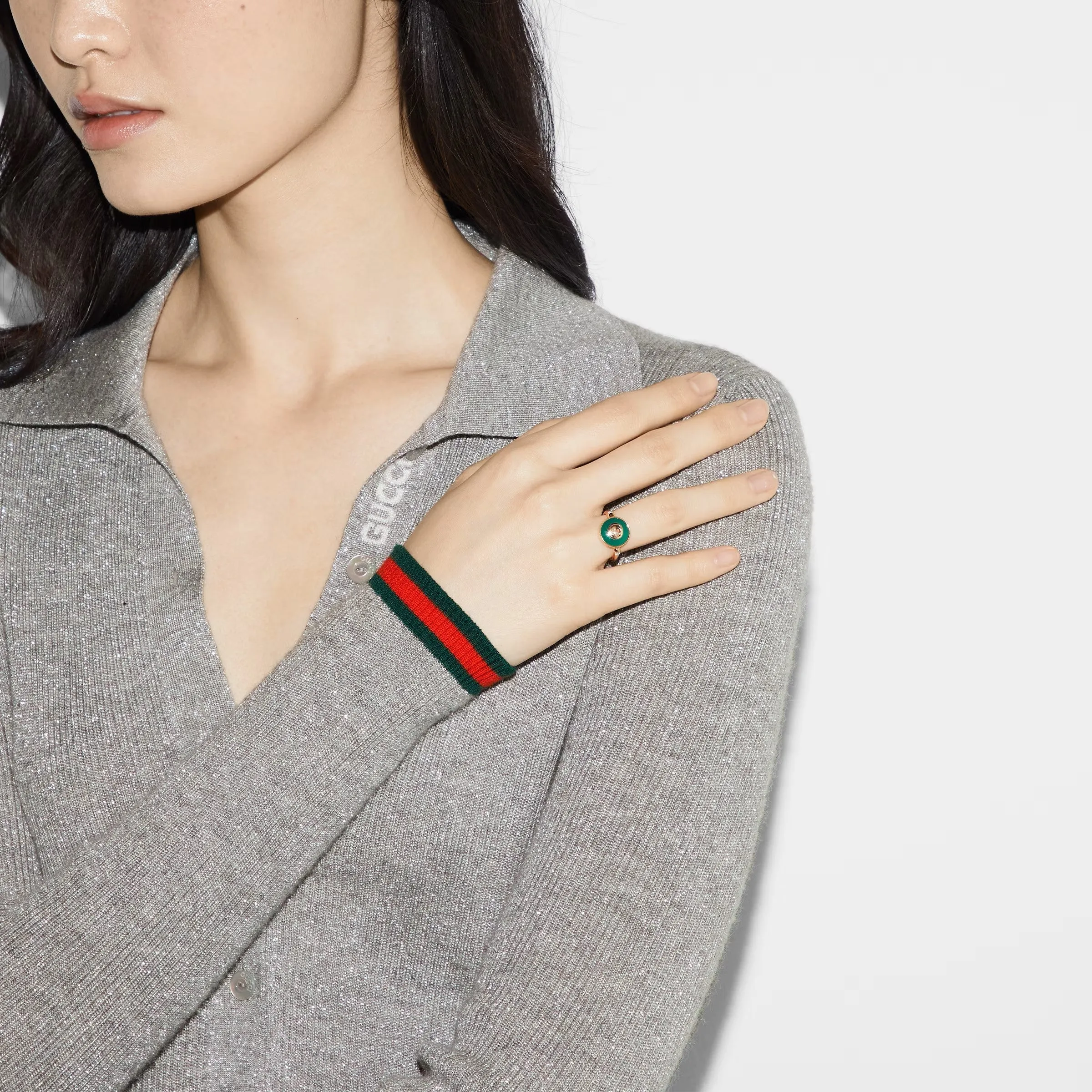 Gucci Interlocking 18ct Rose Gold Green Agate Ring sold by C.W. Sellors product image thumbnail 4