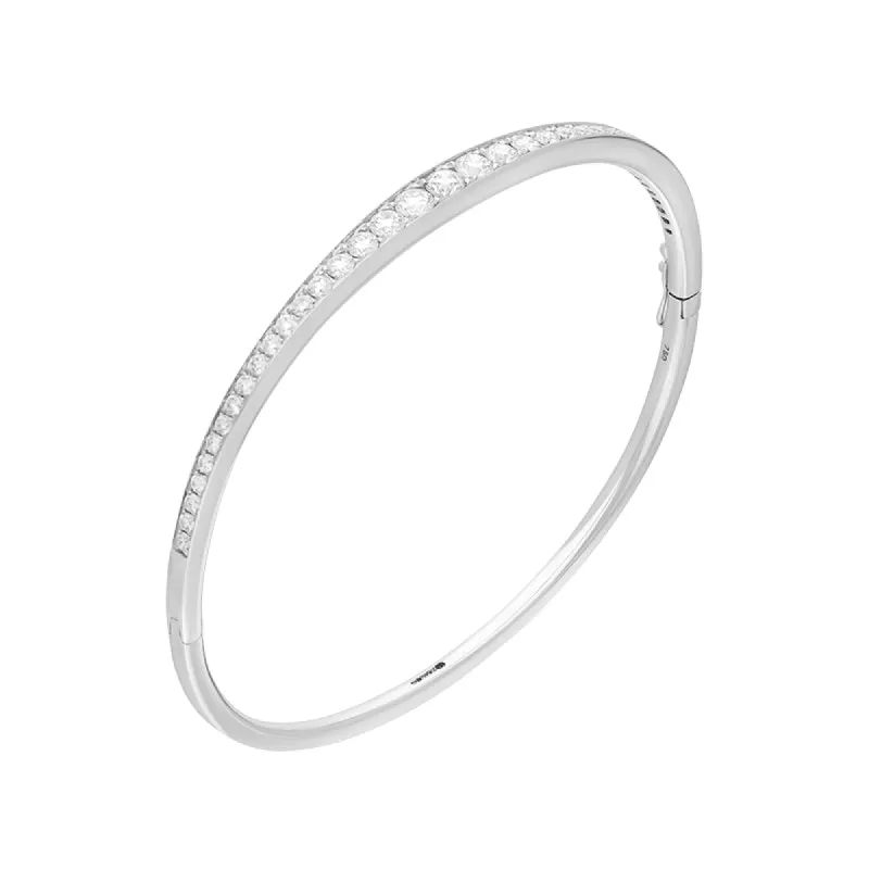 18ct White Gold 1.46ct Diamond Graduated Hinged Bangle sold by C.W. Sellors