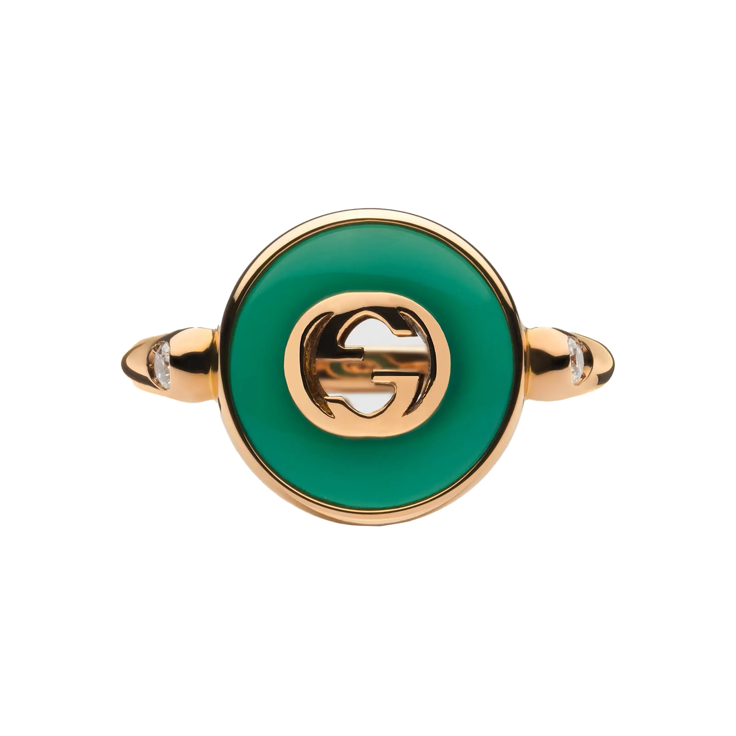 Gucci Interlocking 18ct Rose Gold Green Agate Ring sold by C.W. Sellors product image thumbnail 2