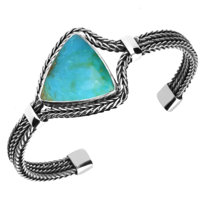 Sterling Silver Turquoise Triangular Foxtail Bangle D sold by C.W. Sellors