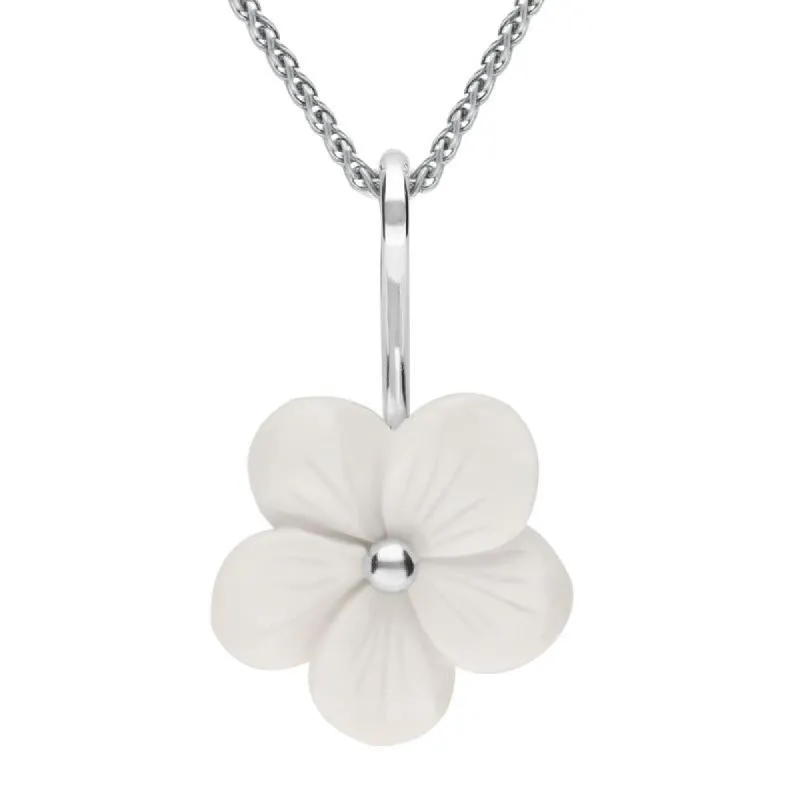 Sterling Silver White Agate Tuberose 20mm Pansy Necklace sold by C.W. Sellors