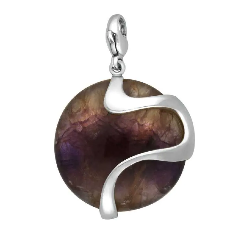 Sterling Silver Blue John Wavy Disc Large Charm D sold by C.W. Sellors