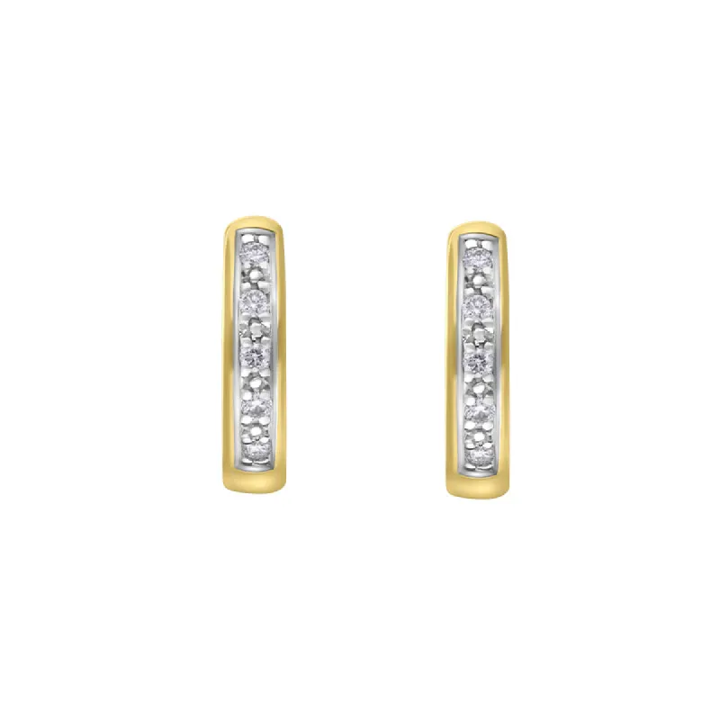 18ct Yellow Gold Diamond 10mm Domed Hoop Earrings sold by C.W. Sellors