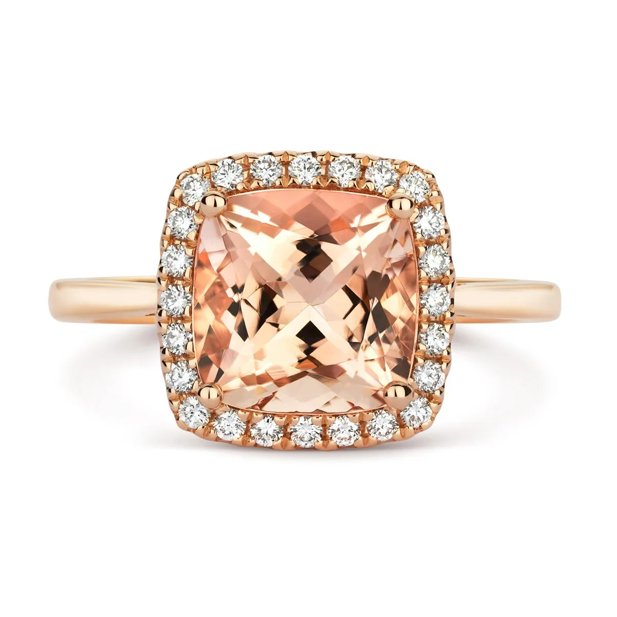 18ct Rose Gold 3.22ct Morganite Diamond Cushion Cut Ring D sold by C.W. Sellors product image thumbnail 3