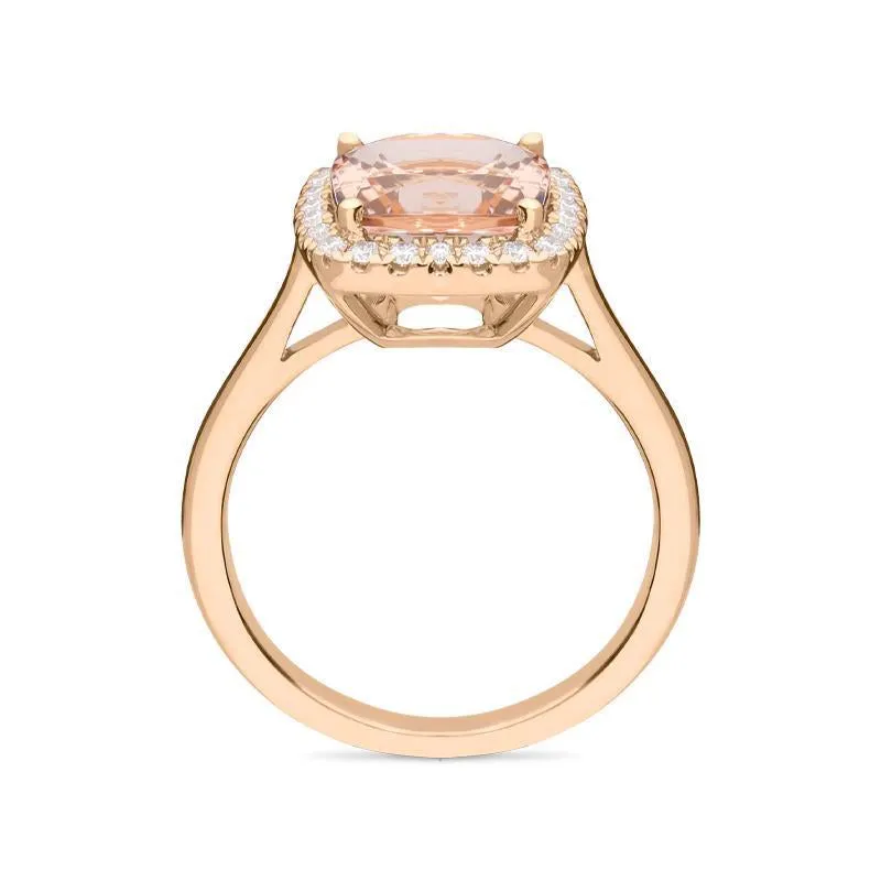 18ct Rose Gold 3.22ct Morganite Diamond Cushion Cut Ring D sold by C.W. Sellors product image thumbnail 2