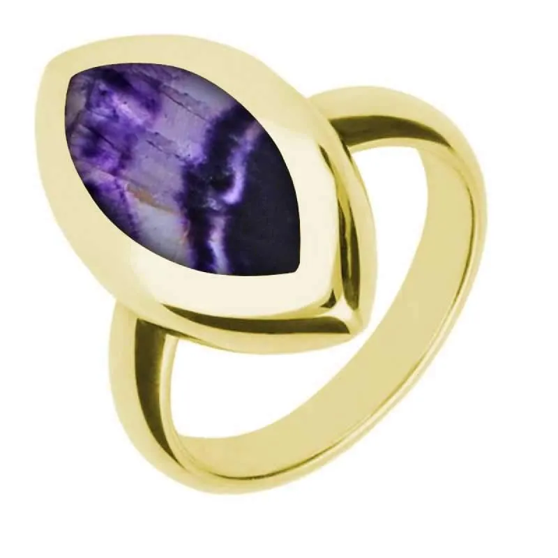 9ct Yellow Gold Blue John Framed Marquise Ring sold by C.W. Sellors