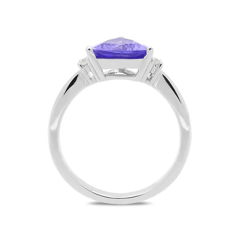 18ct White Gold 1.66ct Tanzanite Trillion Cut Trilogy Ring D sold by C.W. Sellors product image thumbnail 2