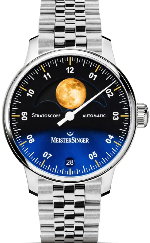 MeisterSinger Stratoscope Golden Moon Bracelet Watch made by C.W. Sellors