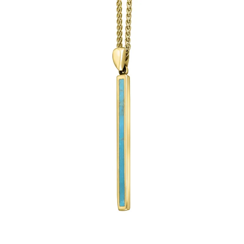 9ct Yellow Gold Turquoise Long Slim Oblong Necklace sold by C.W. Sellors product image thumbnail 2