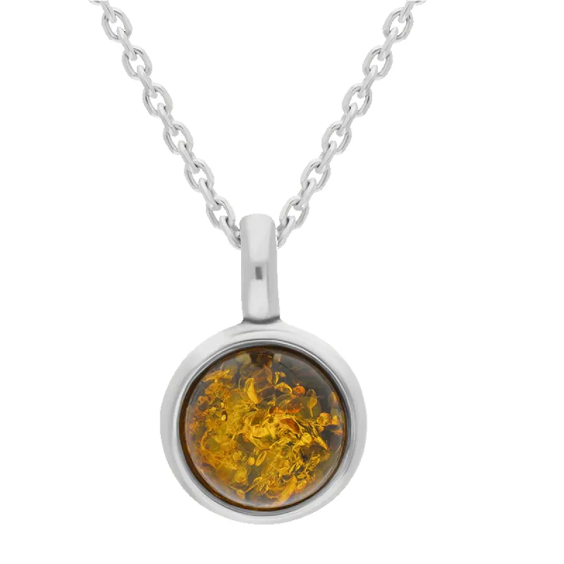 Sterling Silver Baltic Amber 13mm Round Pendant D sold by C.W. Sellors