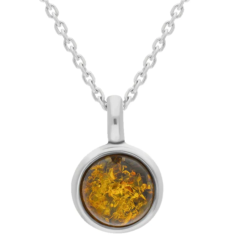 Sterling Silver Baltic Amber 13mm Round Pendant D sold by C.W. Sellors