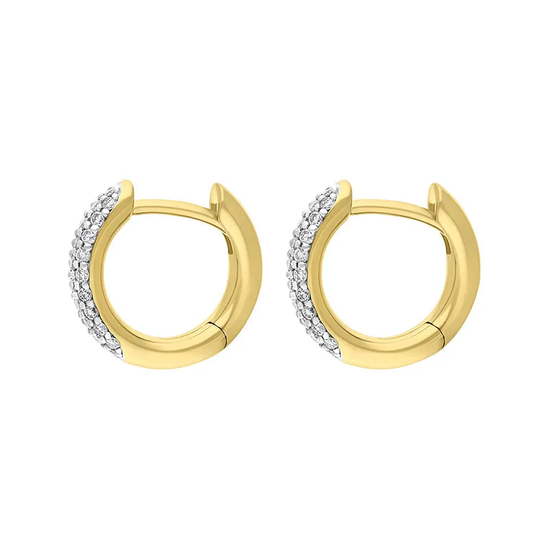 9ct Yellow White Gold Diamond 12mm Round Domed Hoop Earrings sold by C.W. Sellors product image thumbnail 3