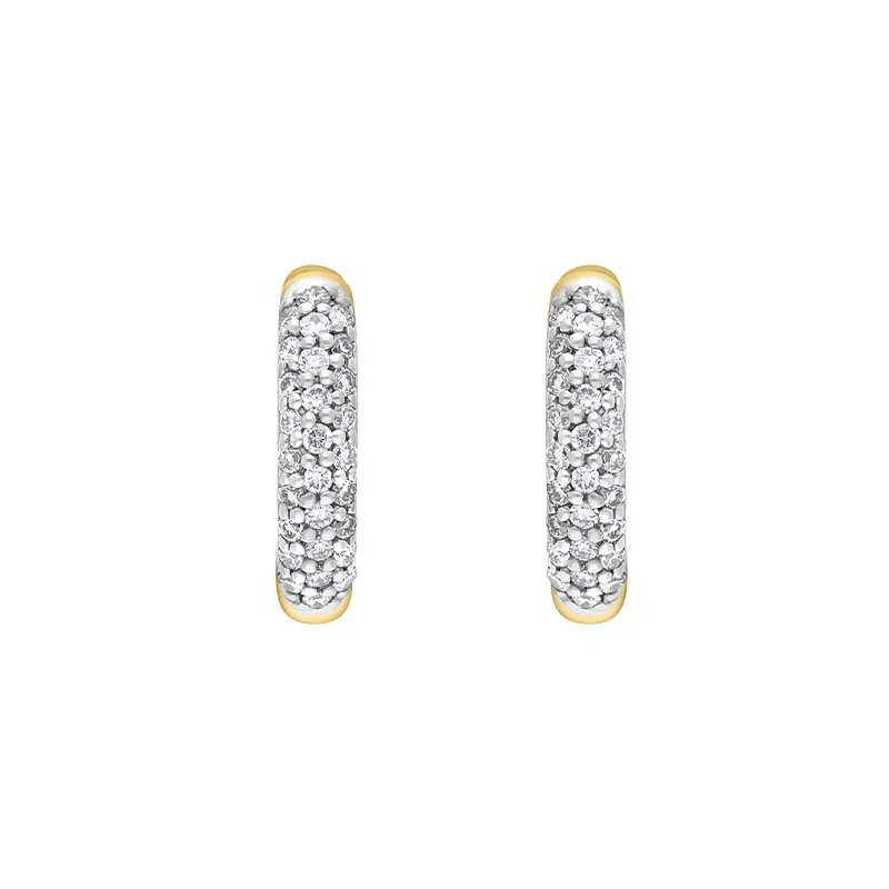 9ct Yellow White Gold Diamond 12mm Round Domed Hoop Earrings sold by C.W. Sellors