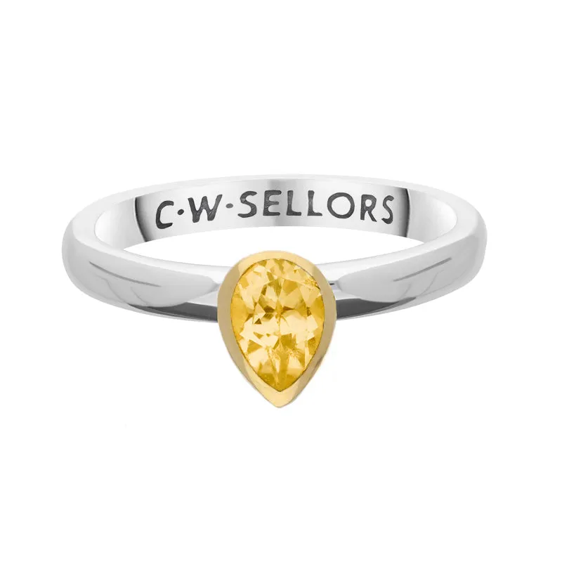 9ct Yellow Gold Sterling Silver Citrine Stepping Stones 5x7mm Pear Cut Bezel Set Ring sold by C.W. Sellors product image thumbnail 2