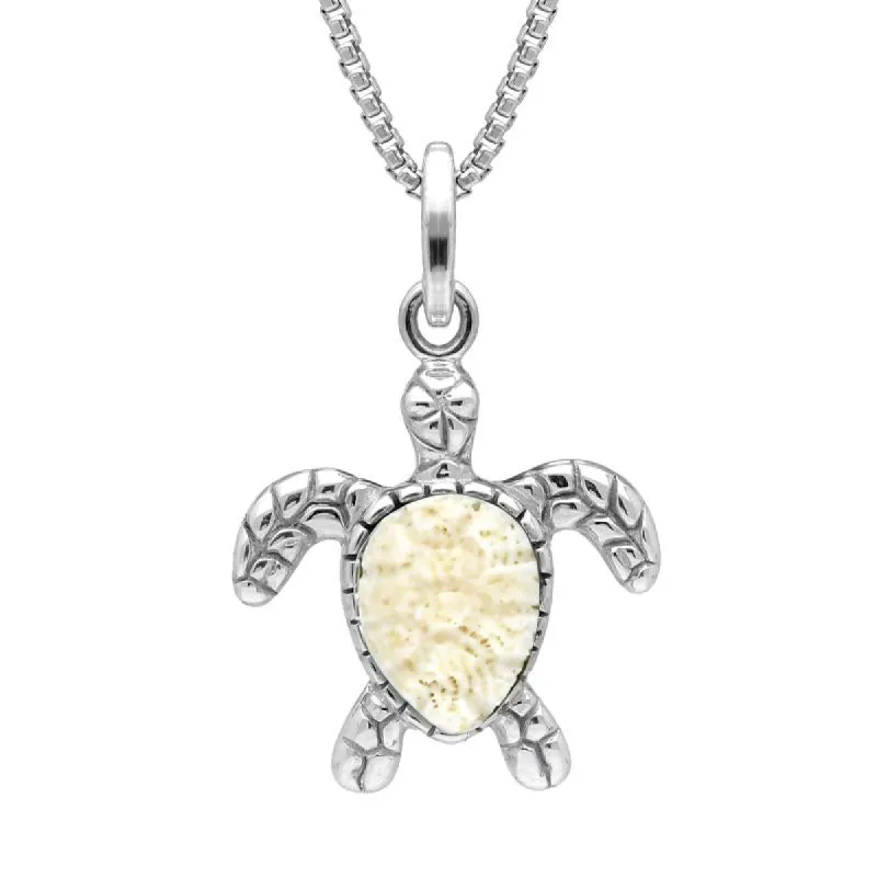 Sterling Silver Coquina Tiny Single Stone Turtle Necklace sold by C.W. Sellors
