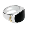Sterling Silver Whitby Jet 9ct Yellow Gold Gothic Bat Ring sold by C.W. Sellors
