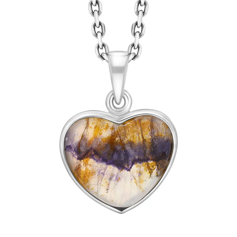 Sterling Silver Blue John Heart Pendant Necklace D sold by C.W. Sellors