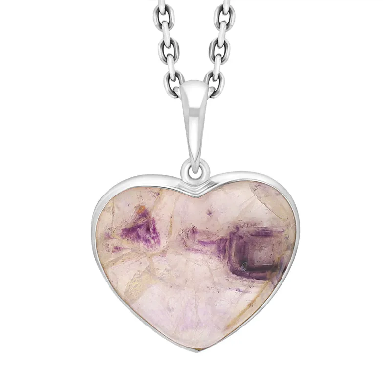 Sterling Silver Blue John Heart Pendant Necklace D sold by C.W. Sellors