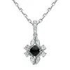 18ct White Gold Whitby Jet 0.30ct Diamond Ornate Necklace D sold by C.W. Sellors