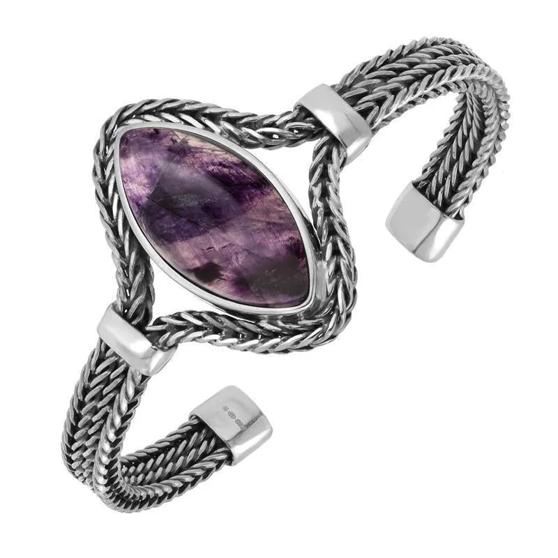 Sterling Silver Blue John Marquise Foxtail Bangle sold by C.W. Sellors