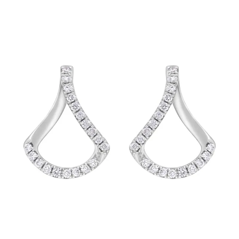 18ct White Gold 0.30ct Diamond Open Bell Shaped Earrings sold by C.W. Sellors