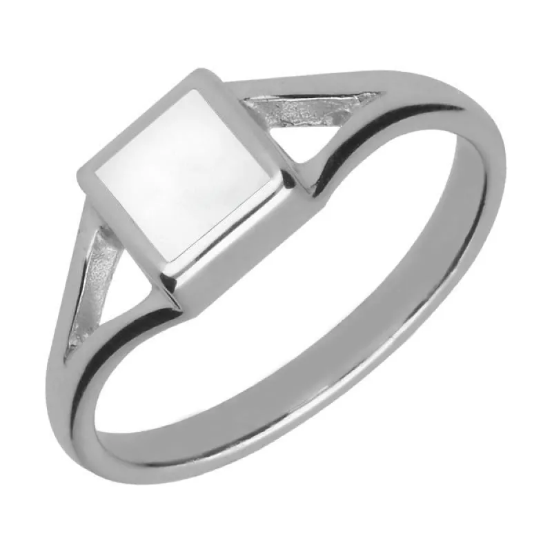 Sterling Silver Bauxite Square Split Shank Ring sold by C.W. Sellors