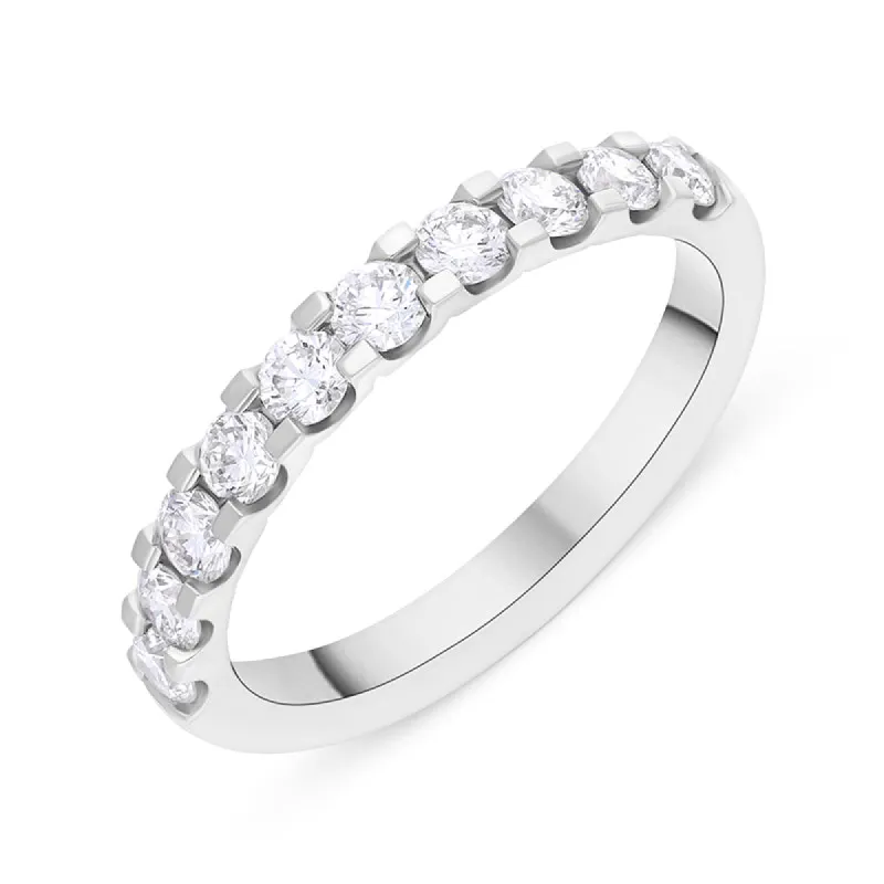Platinum 0.78ct Diamond Square Claw Half Eternity Ring sold by C.W. Sellors