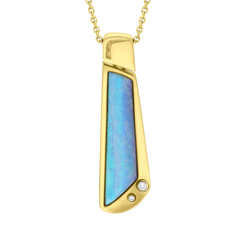 18ct Yellow Gold Opal Abstract Oblong Necklace D sold by C.W. Sellors