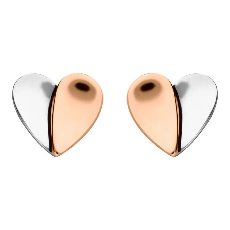 Rose Gold Sterling Silver Plated Split Heart Stud Earrings sold by C.W. Sellors