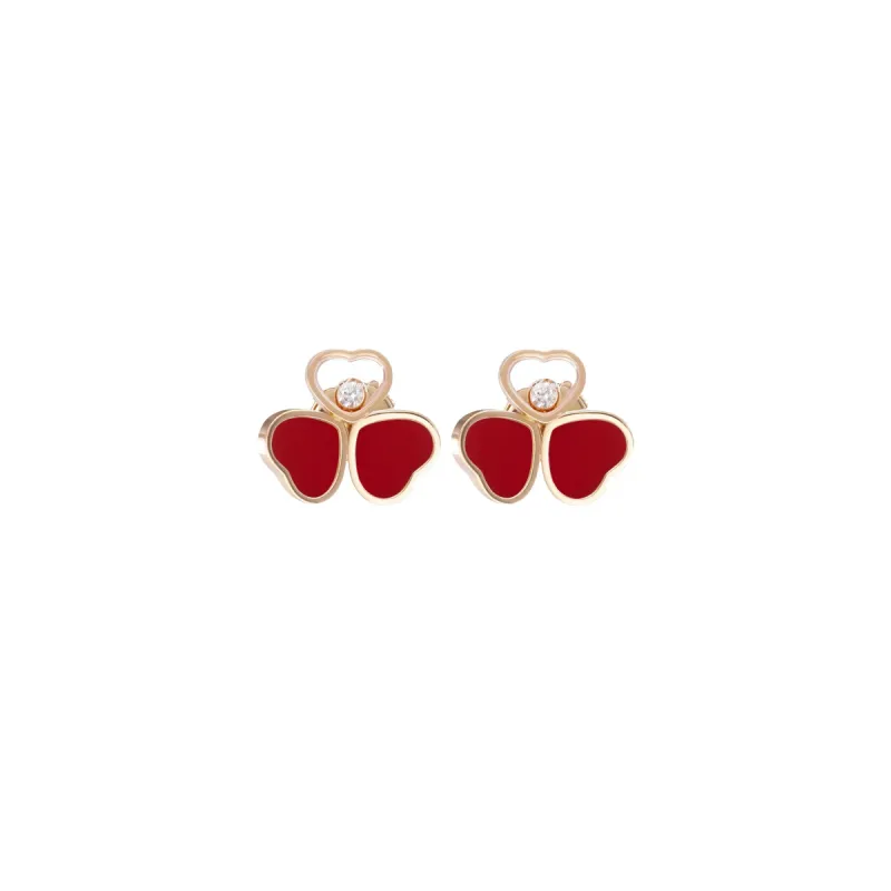 Chopard Happy Hearts Wings 18ct Rose Gold Red Stone Earrings sold by C.W. Sellors