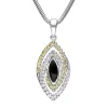 18ct White Gold Whitby Jet Diamond Sapphire Marquise Double Twist Necklace D sold by C.W. Sellors