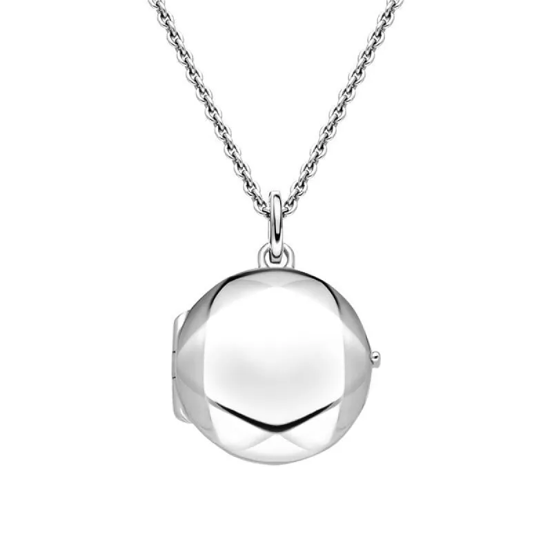 Sterling Silver Small Round Faceted Edge Keepsake Locket sold by C.W. Sellors