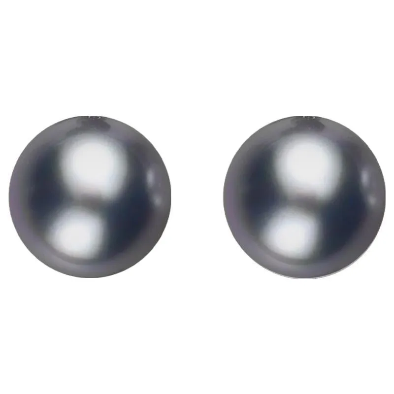 Sterling Silver 10mm Black Freshwater Pearl Stud Earrings sold by C.W. Sellors