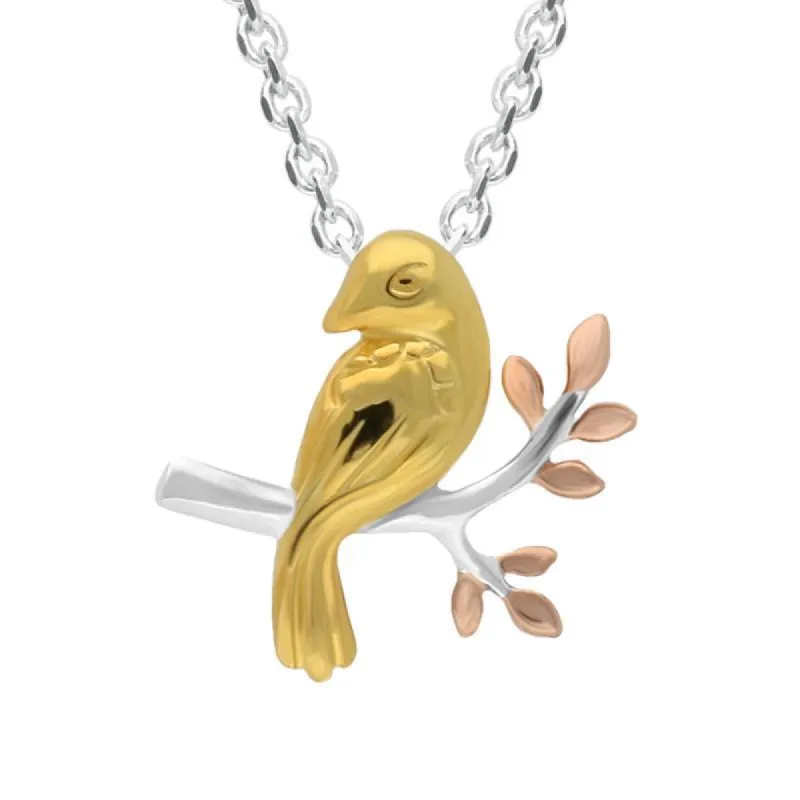 Yellow Rose Gold Sterling Silver Plated Bird Necklace sold by C.W. Sellors