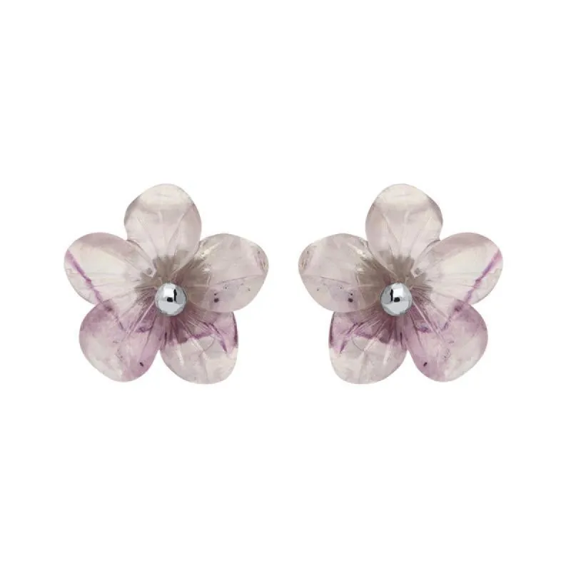 Sterling Silver Blue John Tuberose 12mm Pansy Stud Earrings sold by C.W. Sellors