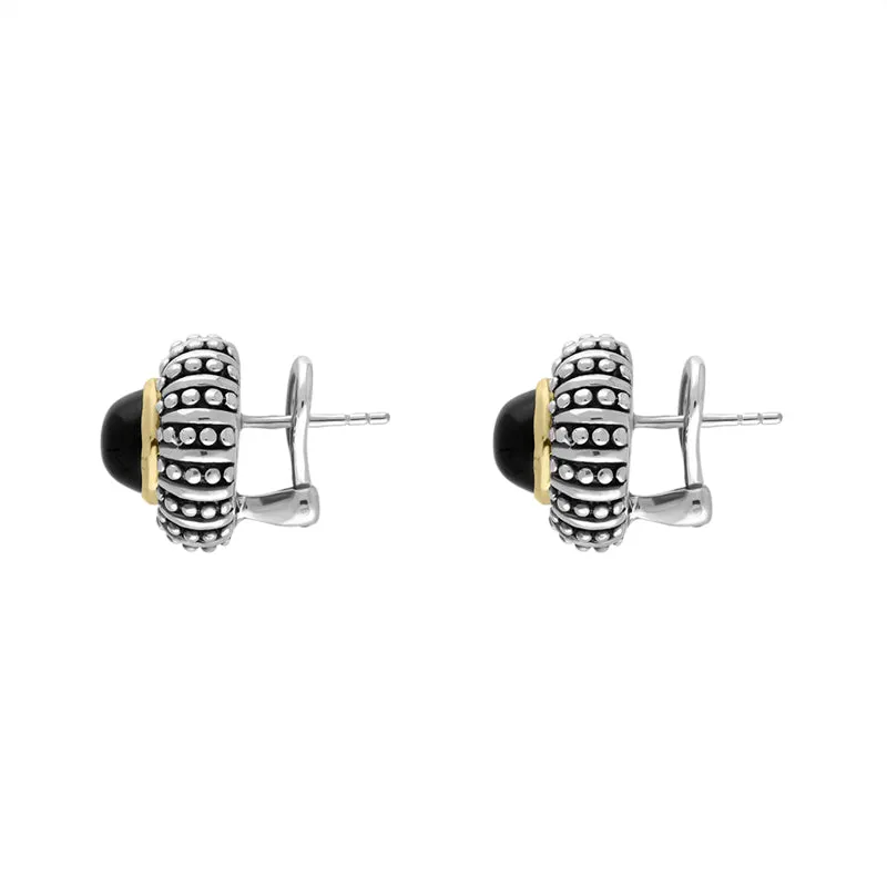 Sterling Silver Whitby Jet Round Beaded Edge Omega Clip Earrings D sold by C.W. Sellors product image thumbnail 2