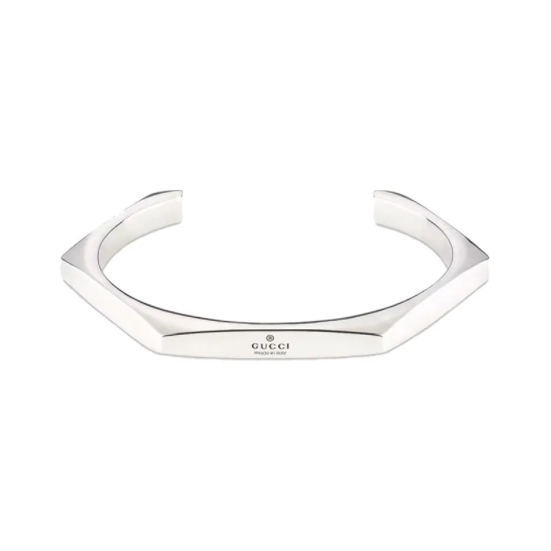 Gucci Trademark Sterling Silver Geometric Cuff Bracelet sold by C.W. Sellors